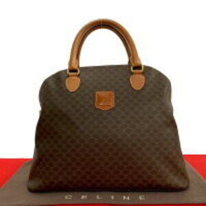 Celine Macadam Blason Triomphe leather handbag tote bag brown